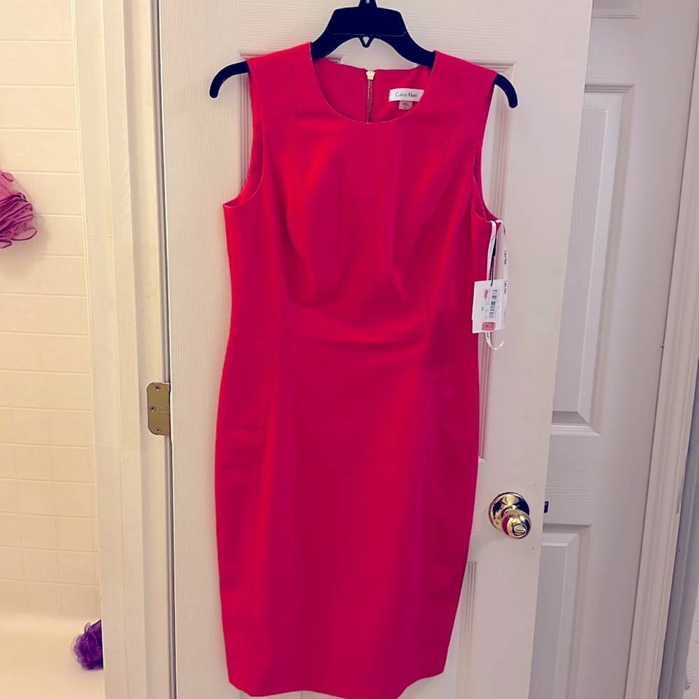 Calvin Klein size 8 brand new coral sheath dress!